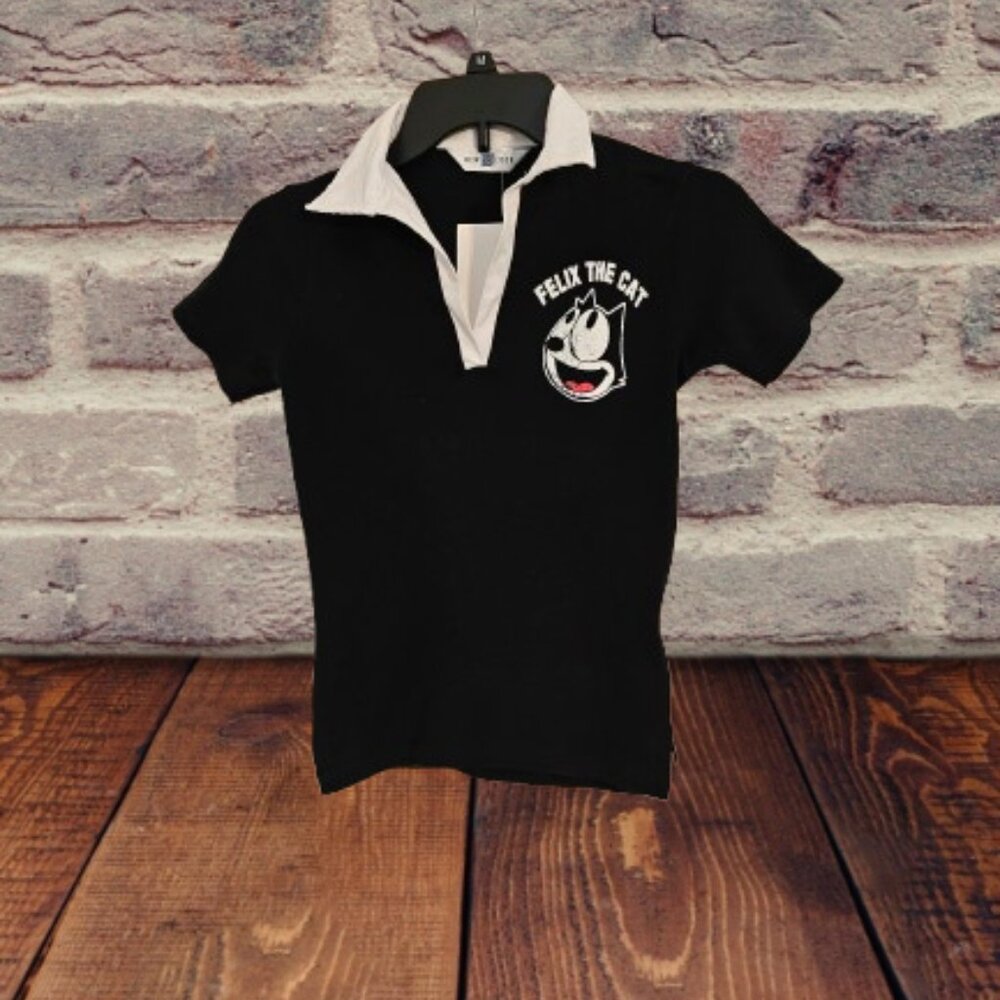 NEW LOOK FELIX THE CAT GIRLS SHORT SLEEVE POLO SHIRT - SIZE 8